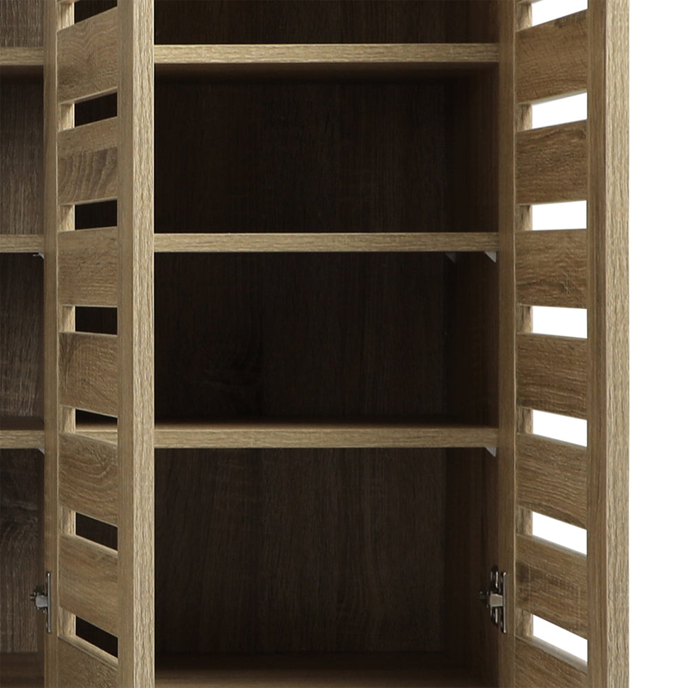Oikiture Shoes Cabinet Shoe Storage Rack Organiser Shelf 3 Doors 30 Pairs Wooden