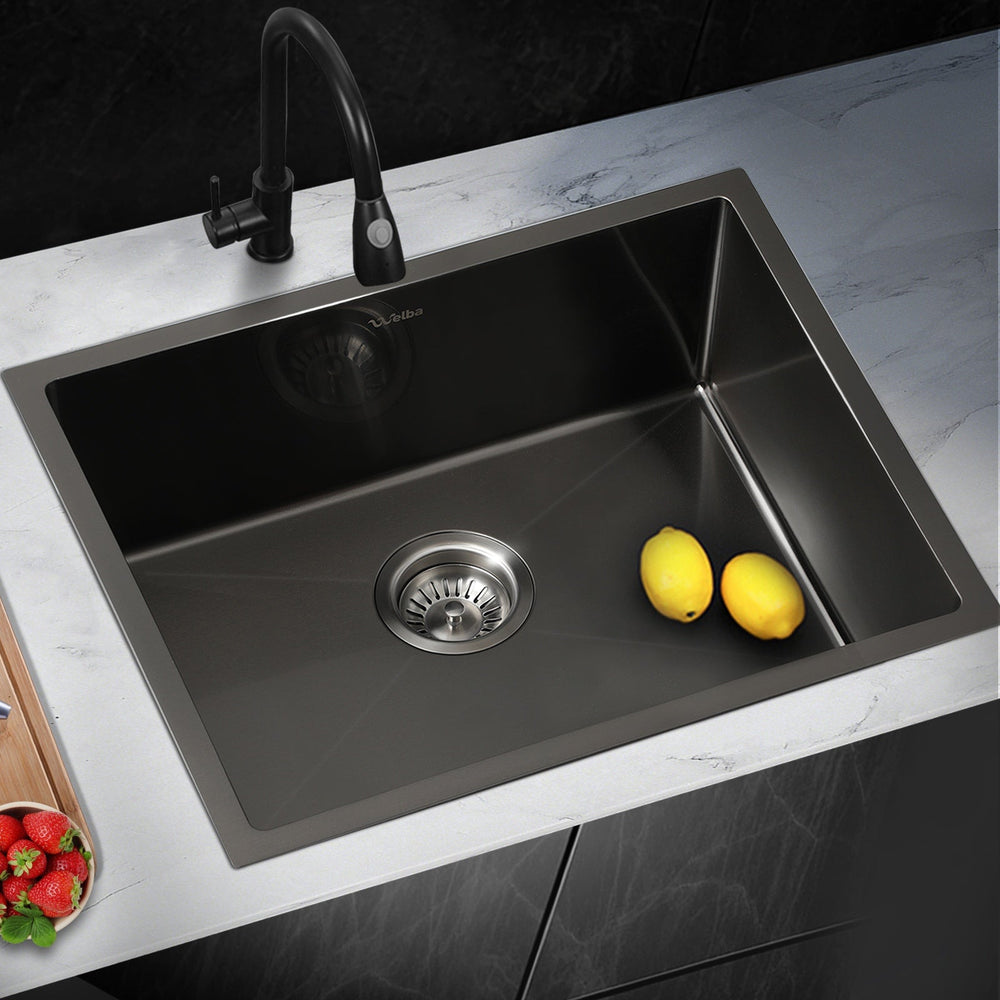 Welba Kitchen Stainless Steel Sink Bathroom Basin Single Bowl Under/Top Mount