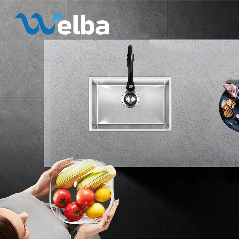 Welba Kitchen Sink Stainless Steel Bathroom Laundry Basin Single Silver 45X30CM