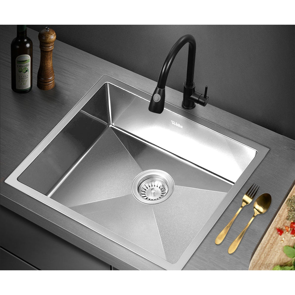 Welba Kitchen Sink Stainless Steel Bathroom Laundry Basin Single Silver 58X44CM