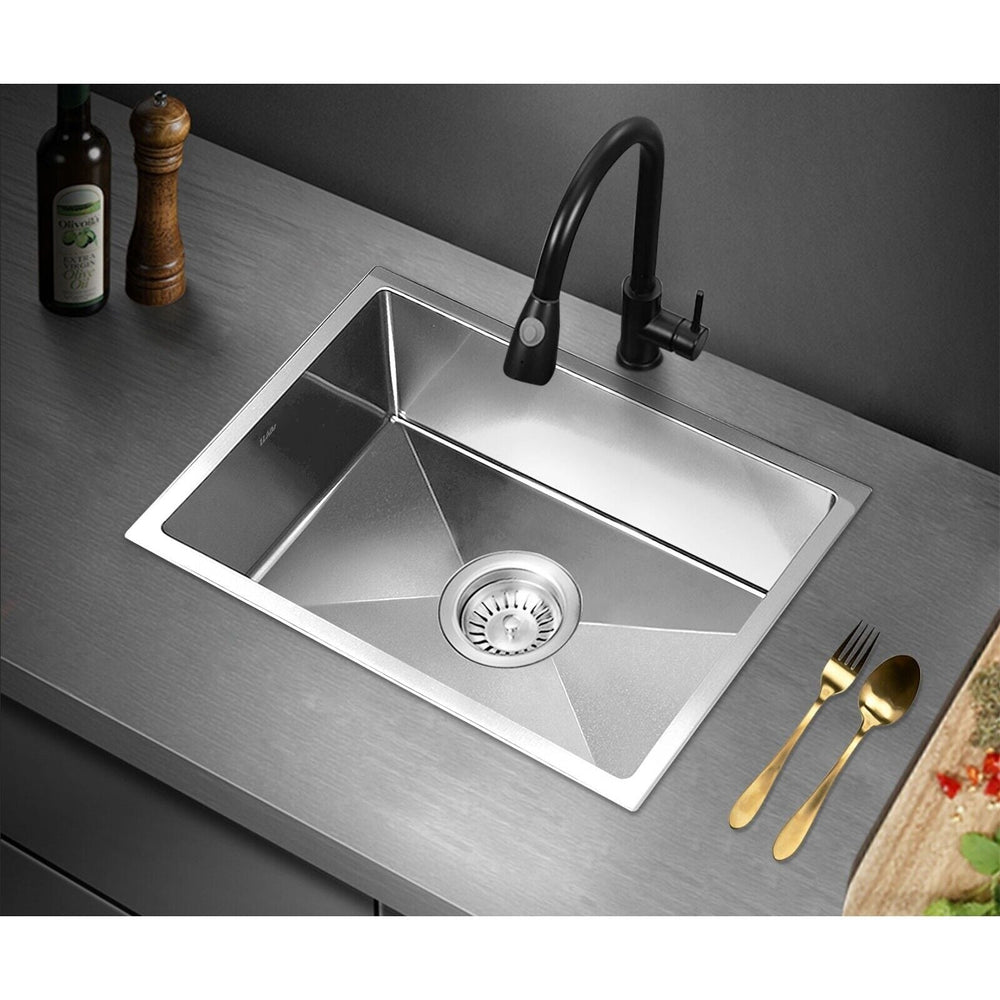 Welba Kitchen Sink 45X30CM Stainless Steel Single Bowl Basin With Waste Silver