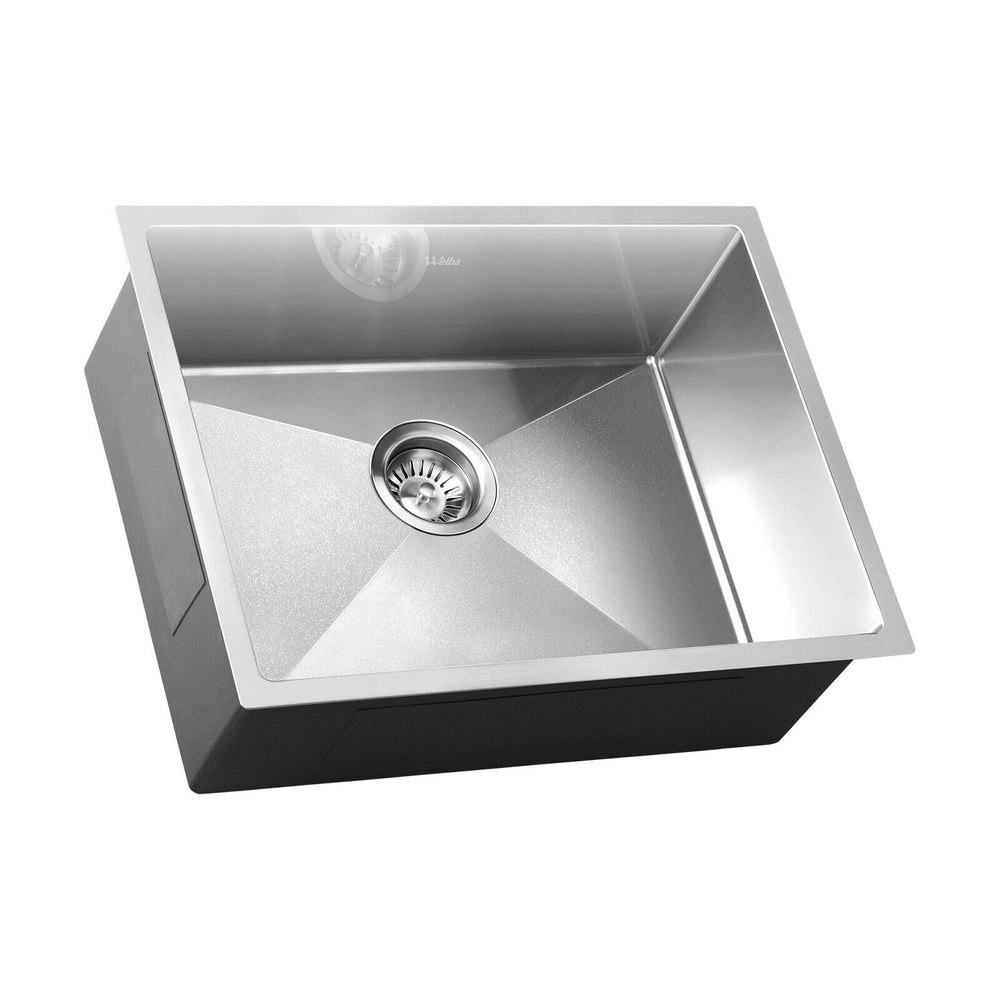 Welba Kitchen Sink 58X44CM Stainless Steel Single Bowl Basin With Waste Silver