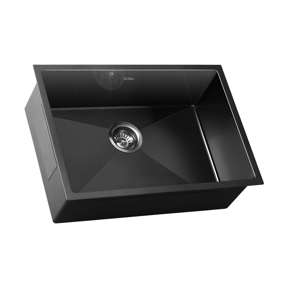 Welba Kitchen Sink Stainless Steel Basin Single Under/Top/Flush Mount 60X45CM