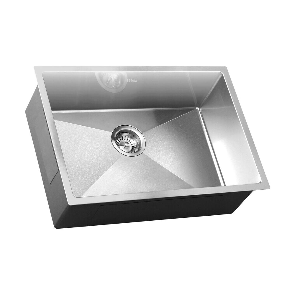 Welba Kitchen Sink 60X45CM Stainless Steel Single Bowl Basin With Waste Silver