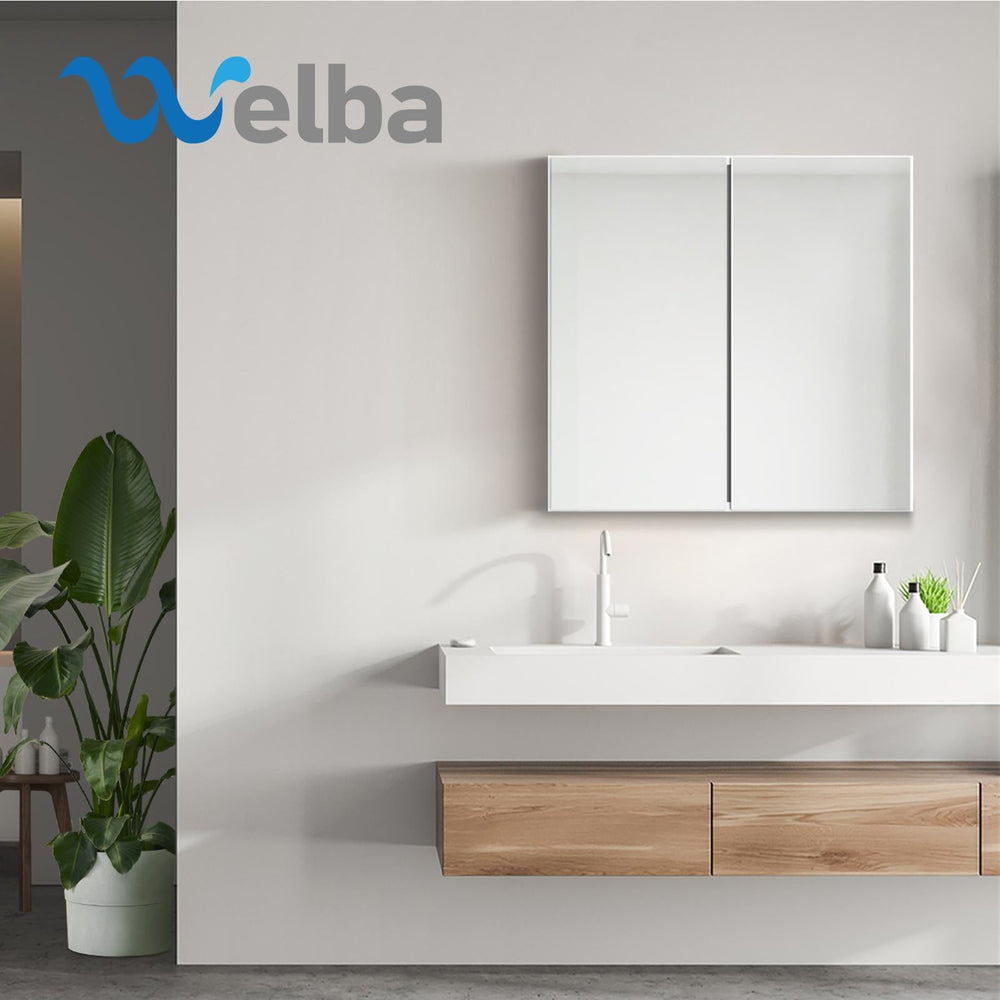 Welba Bathroom Mirror Cabinet Vanity Medicine Shaving Wall Storage 600mmx720mm