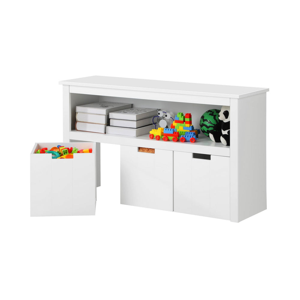Oikiture Wooden Kids Toy Storage Cabinet Bookshelf With Portable Storage Box