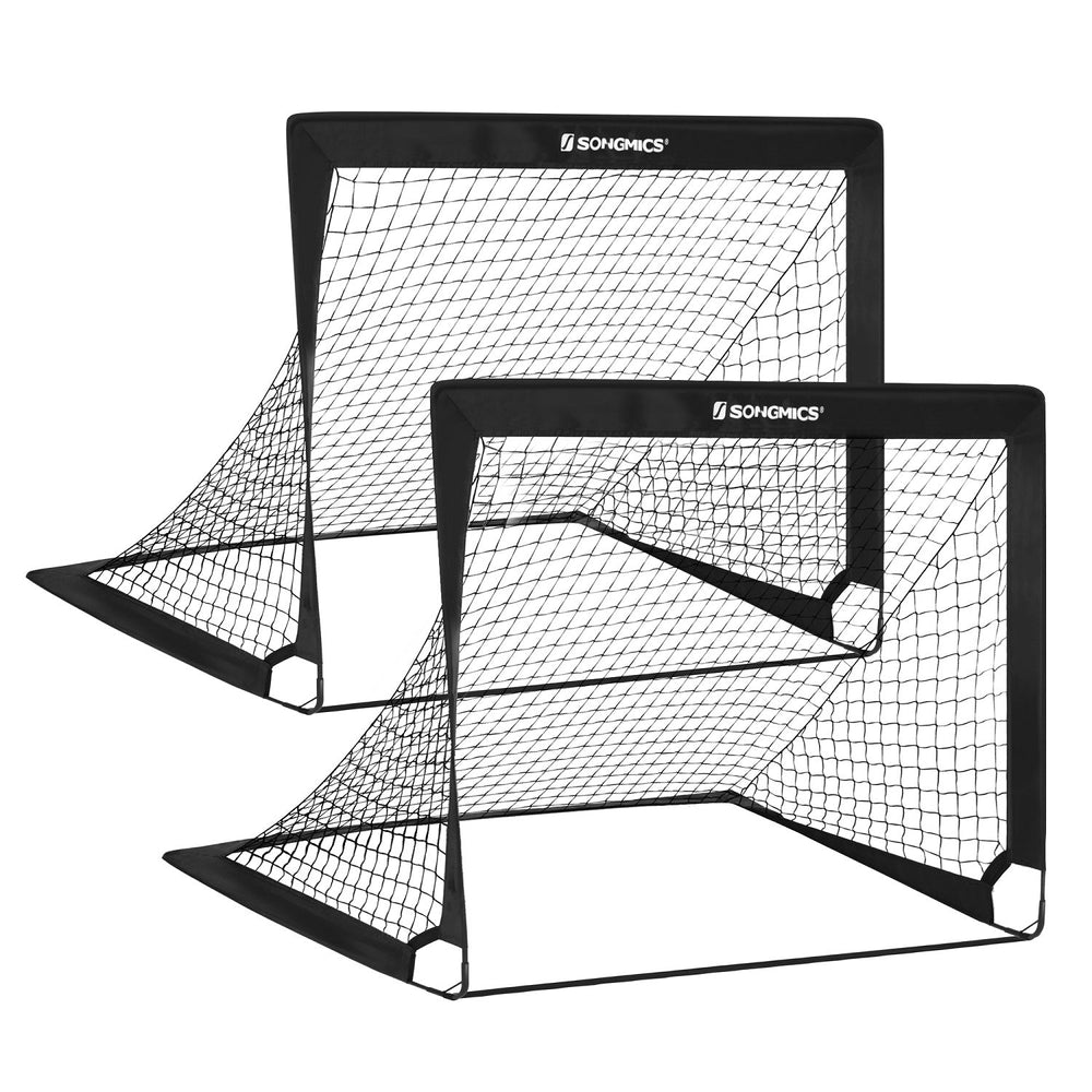 2x SONGMICS 120cm Portable Football Goal Nets Rebounder Sports Training Soccer Net - Black