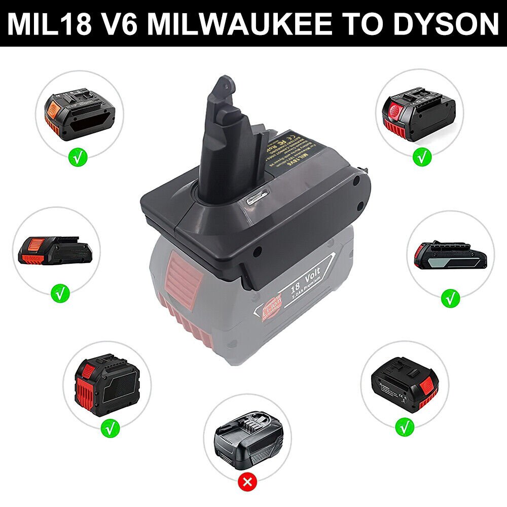 Tavice Adapter For DeWalt Milwaukee Bosch Battery Convert To Dyson V6