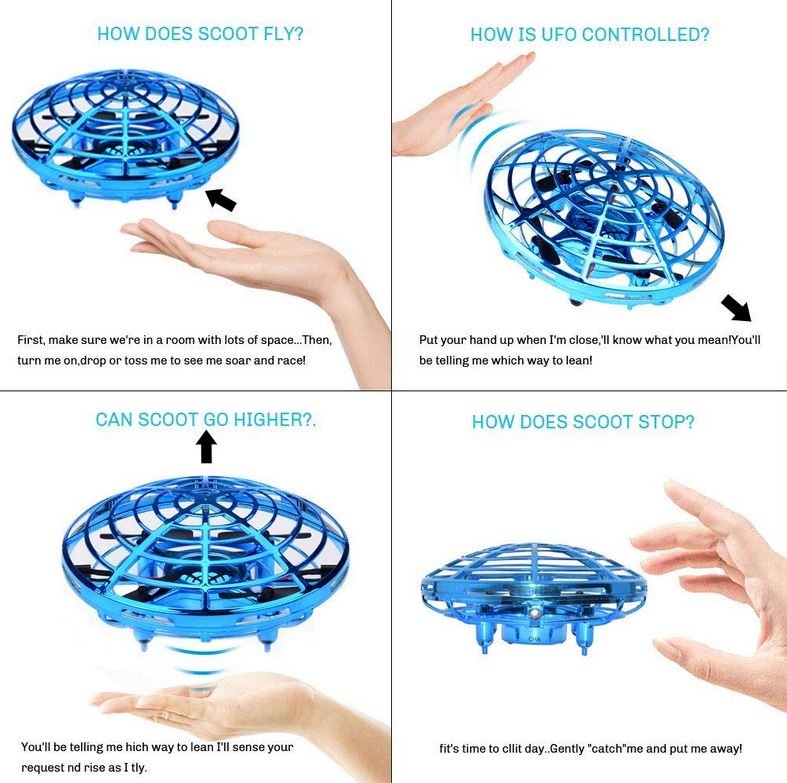 Tavice Kids UFO Drone Hand-Controlled - Blue