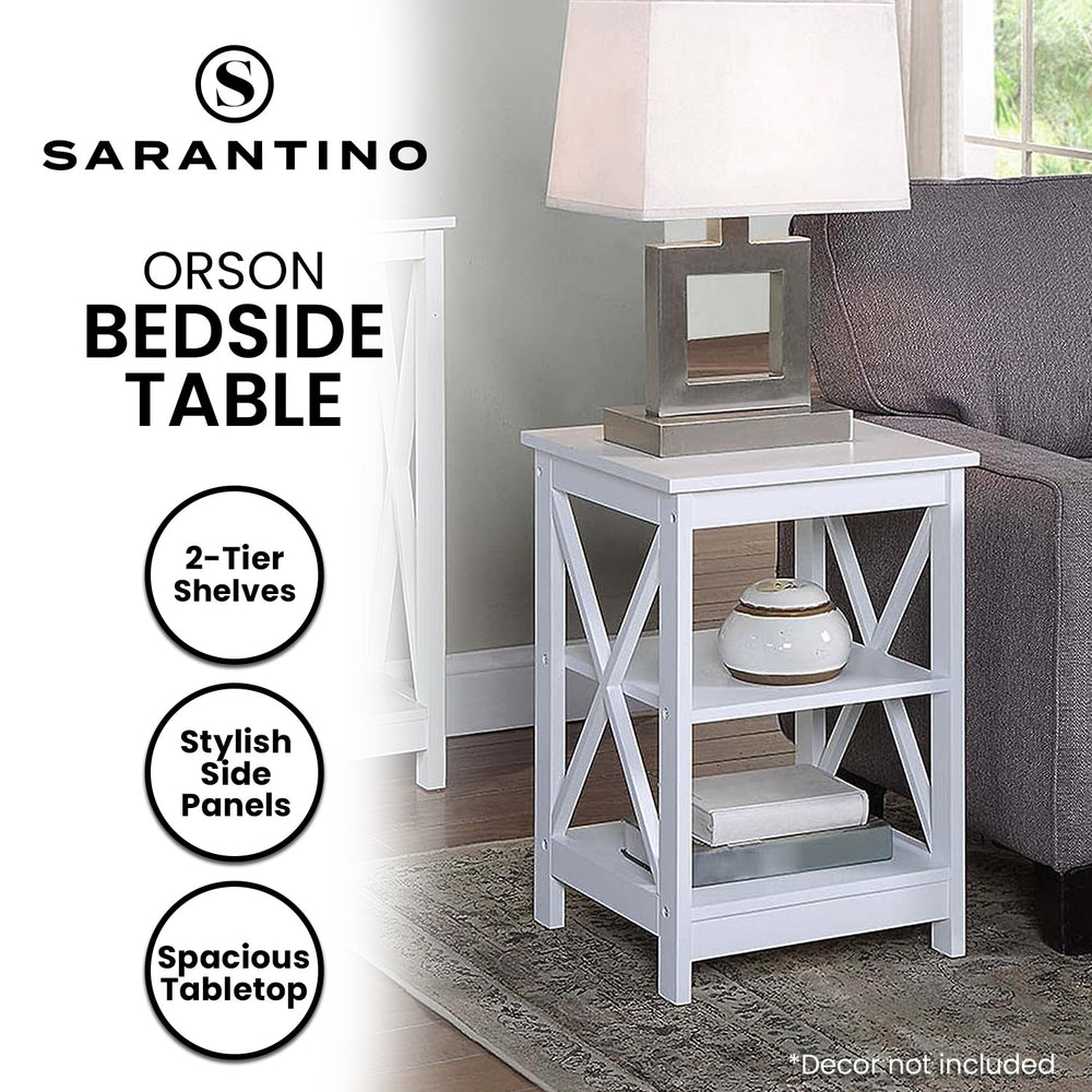 Sarantino Orson 2-Tier Bedside Table in White