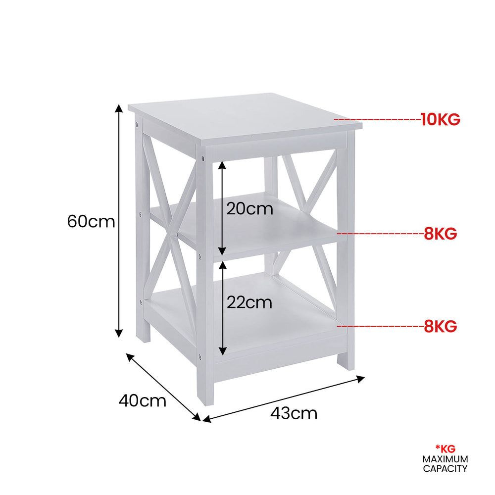 Sarantino Orson 2-Tier Bedside Table in White