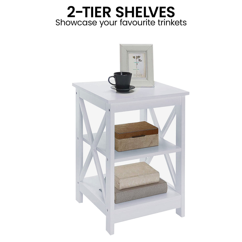 Sarantino Orson 2-Tier Bedside Table in White