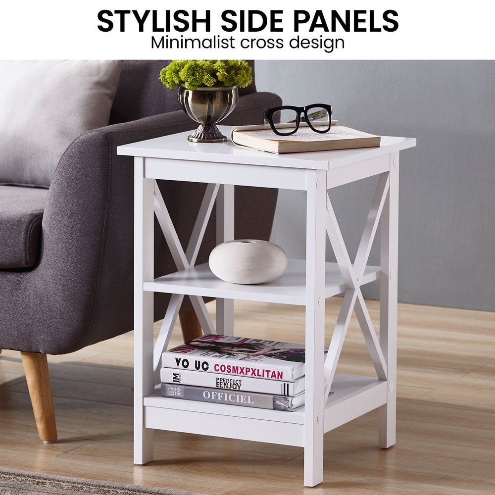 Sarantino Orson 2-Tier Bedside Table in White