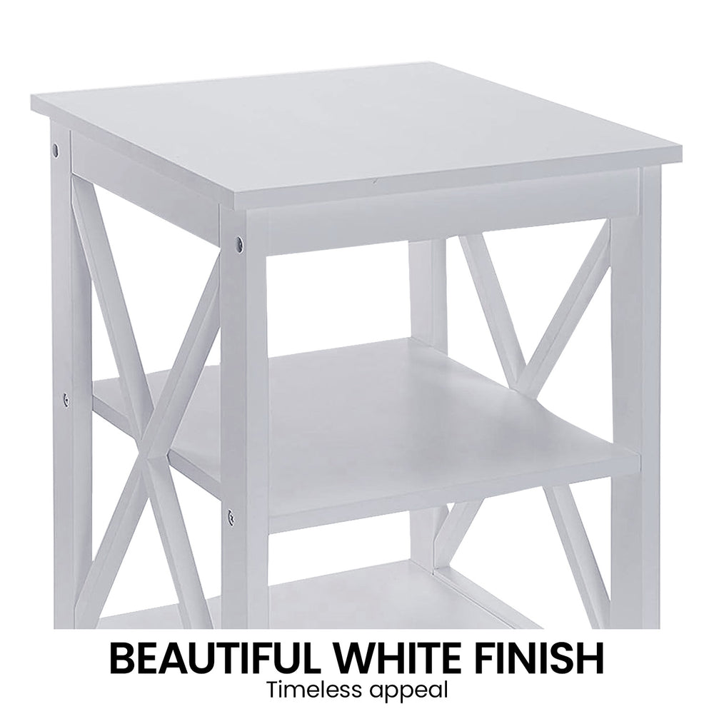 Sarantino Orson 2-Tier Bedside Table in White