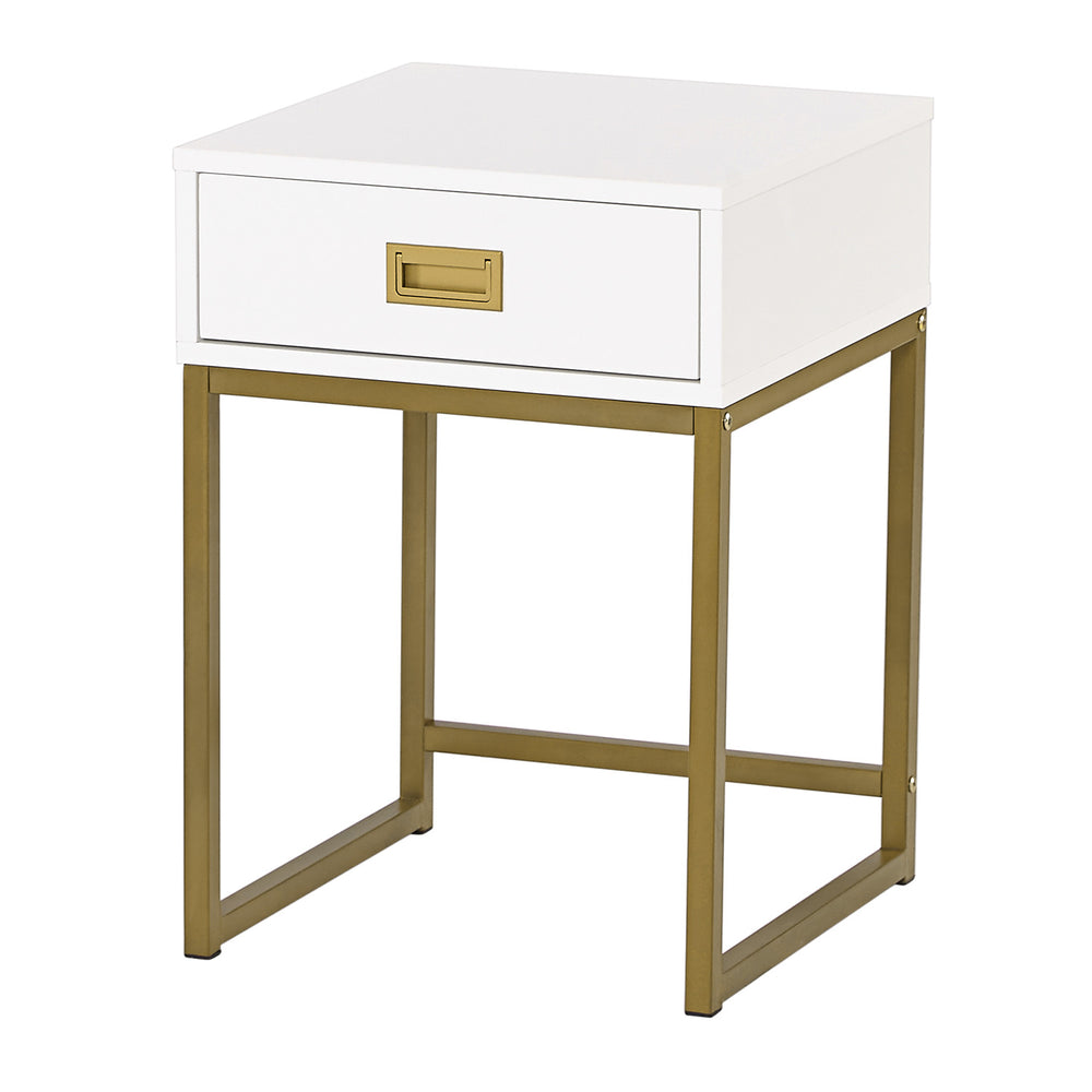 Sarantino Emilia Bedside Table Night Stand in White and Gold