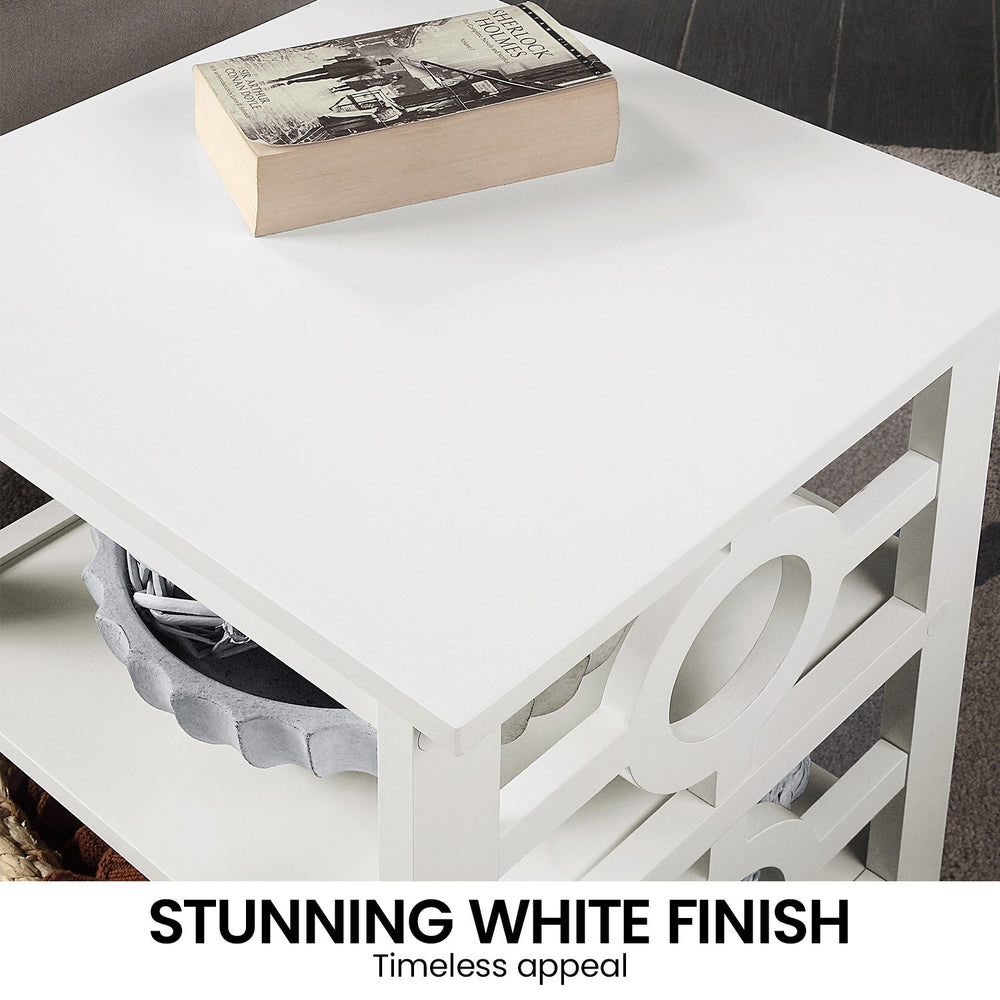 Sarantino Oliver 2-Tier Bedside Table - White