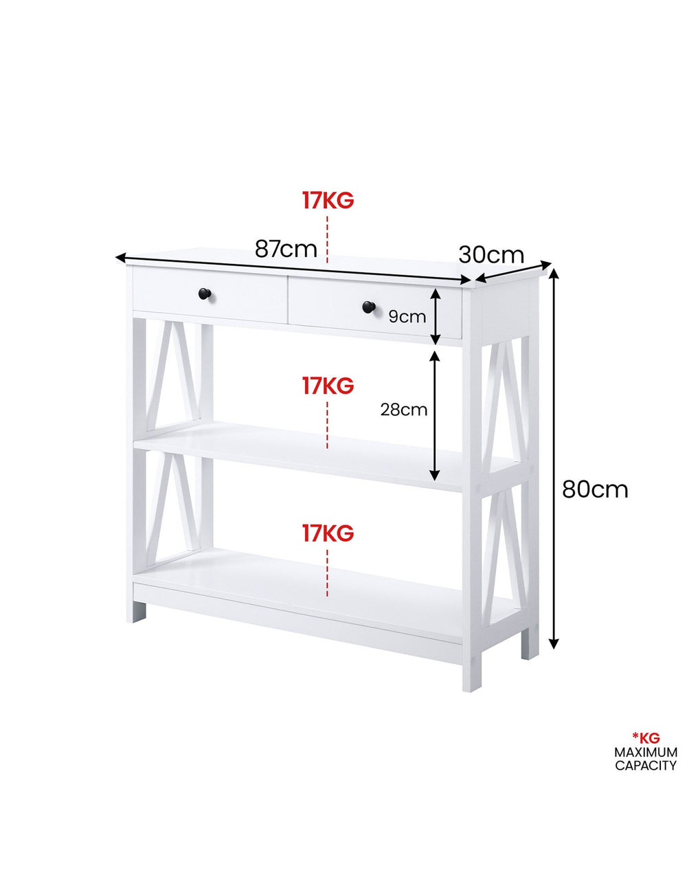 Sarantino Ezra Console Table in White