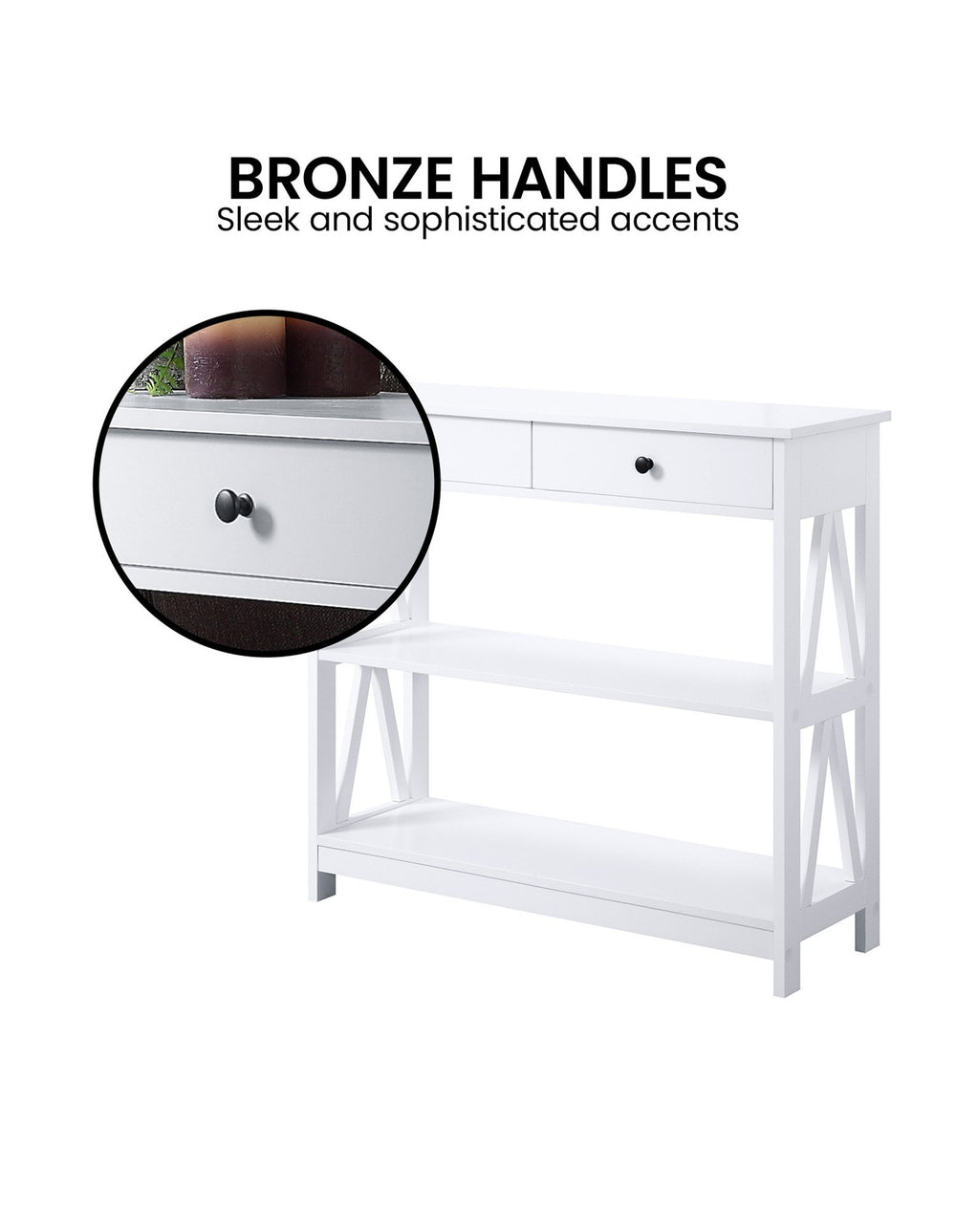 Sarantino Ezra Console Table in White