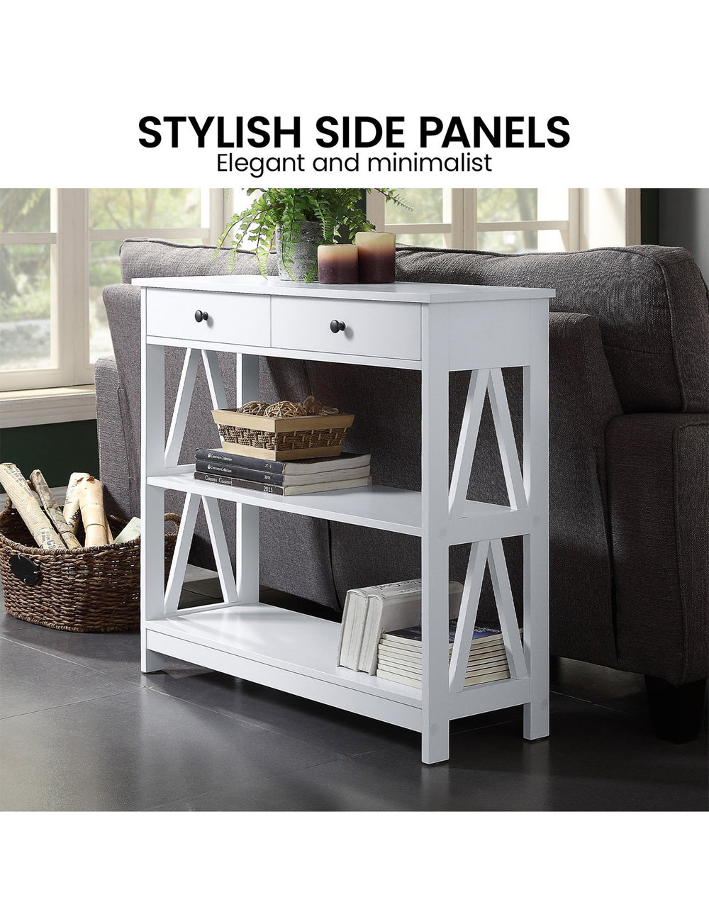 Sarantino Ezra Console Table in White