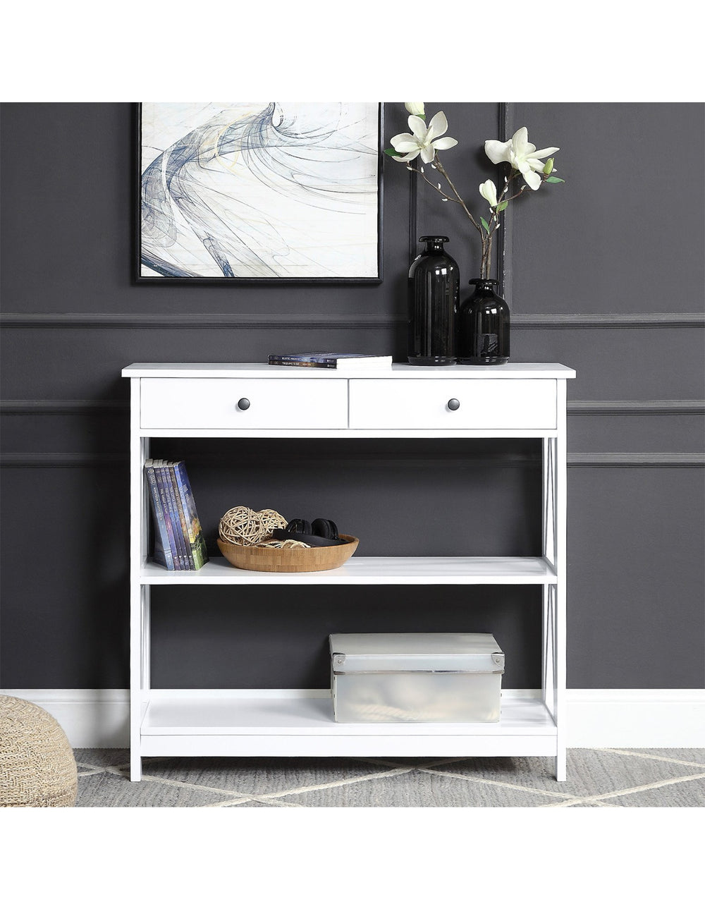 Sarantino Ezra Console Table in White