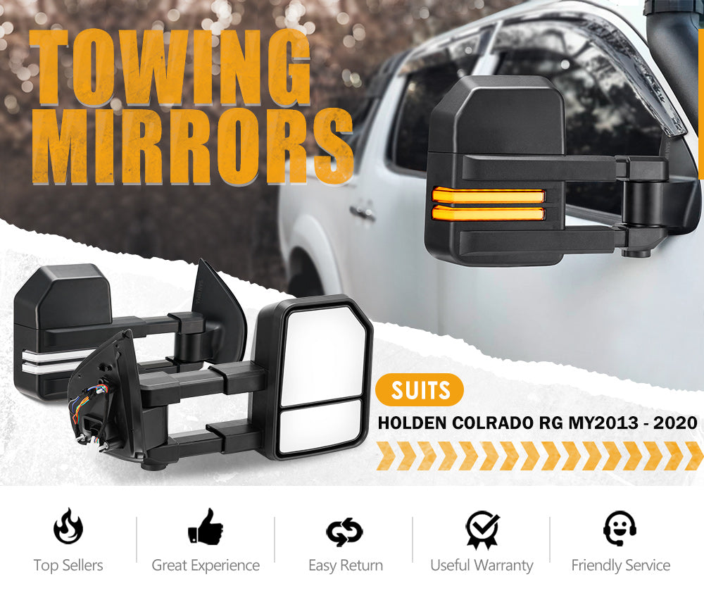 San Hima Pair Extendable Towing Mirrors for Holden Colorado RG MY2013-MY2020
