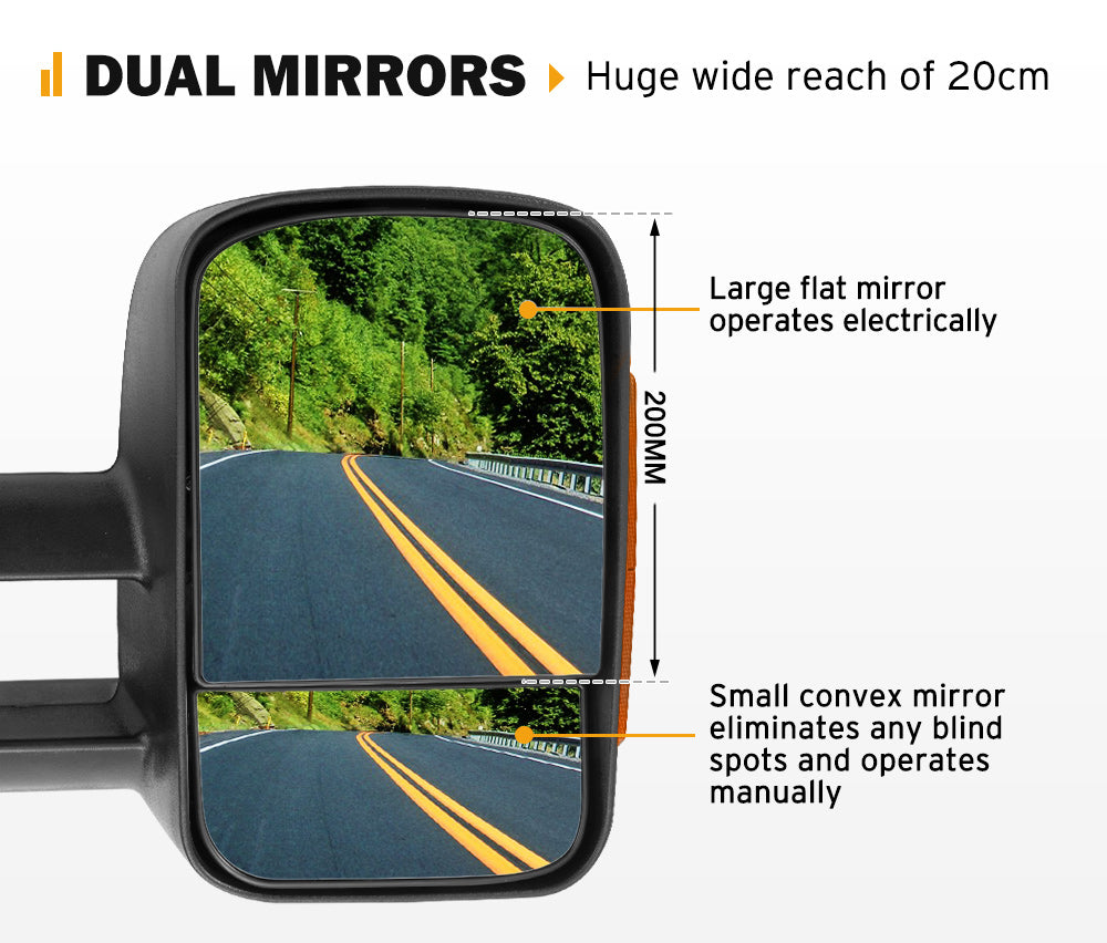 San Hima Extendable Towing Side Mirrors for Nissan Navara D23 NP300 2015-On