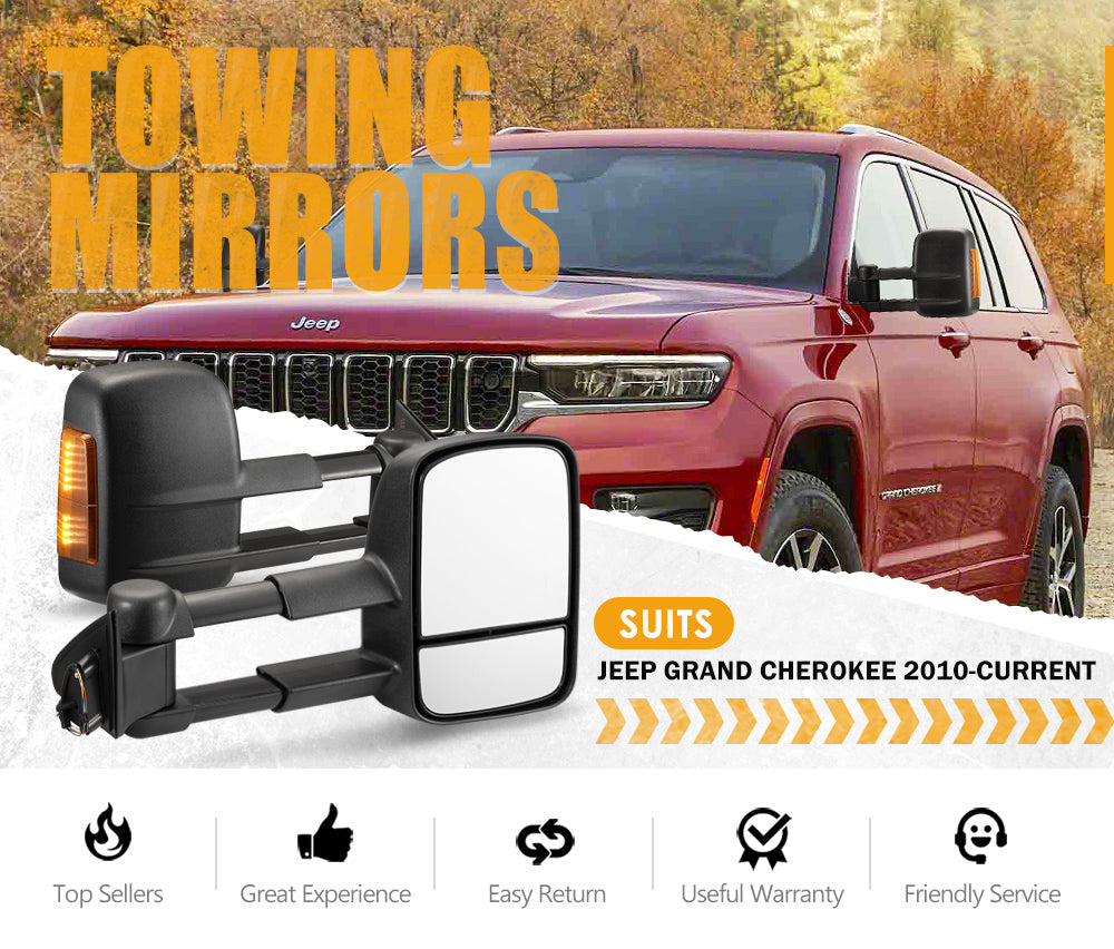 San Hima Extendable Towing Mirrors For Jeep Grand Cherokee 2010-Current