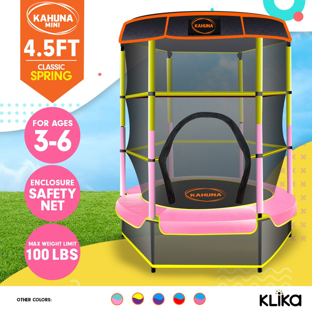 Kahuna Mini 4.5ft Trampoline - Yellow Pink