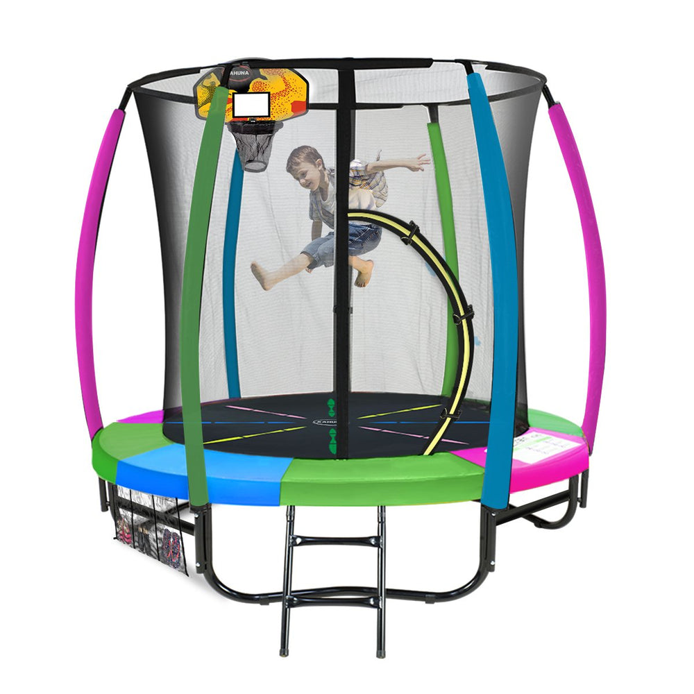 Kahuna 6ft Classic Trampoline with Basketball Set - Rainbow