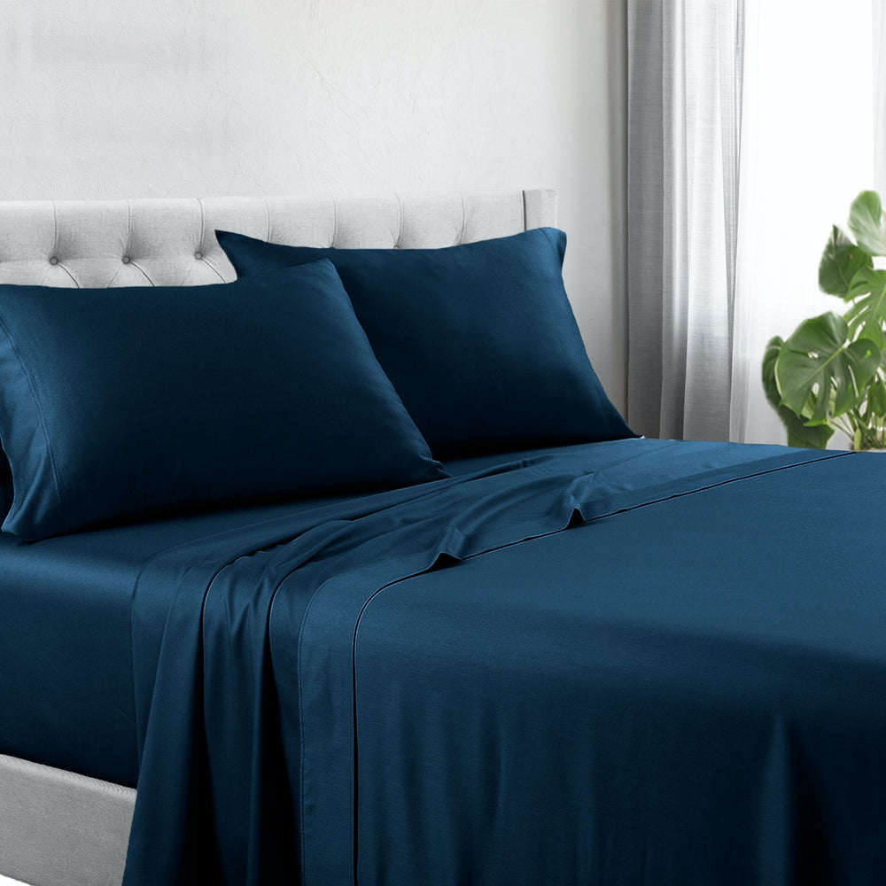 Somerset 1200TC Hotel Quality Soft Cotton Rich Sheet Sets Pillowcases Silky Touch Double Sailor Blue