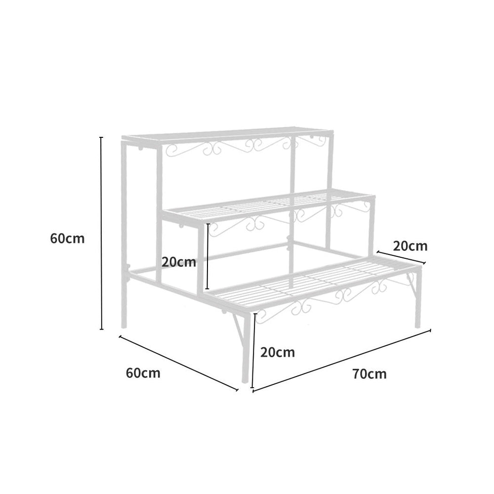 Levede 3 Tier Rectangle Metal Plant Stand Flower Pot Planter Corner Shelf White