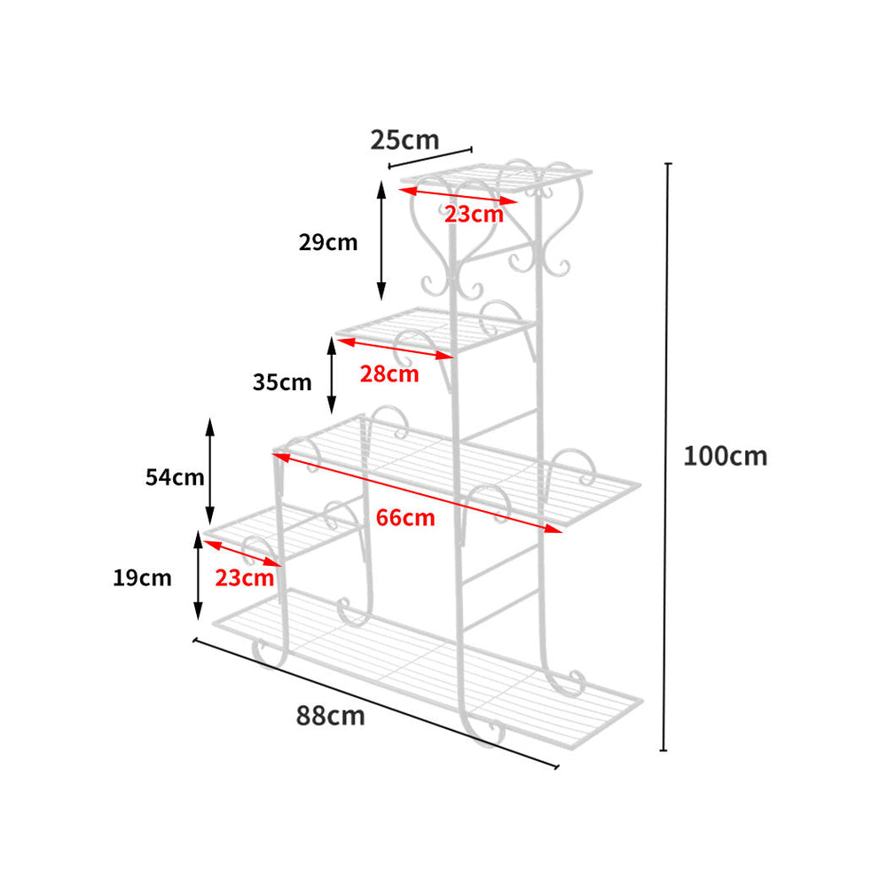 Levede Plant Stand Outdoor Indoor Metal Flower Pots Rack Corner Shelf White