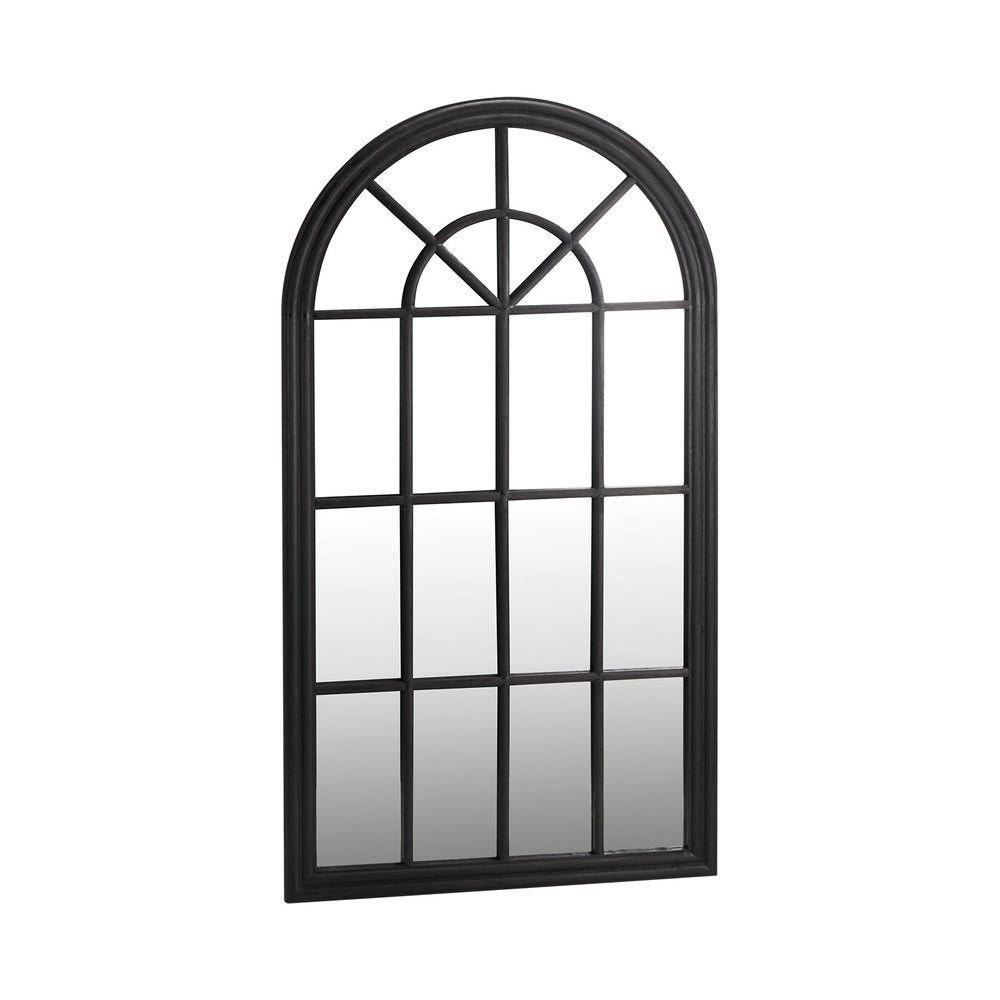 Oikiture Window Mirror Arched Wall Mirrors Decor 76x51cm Wooden Black