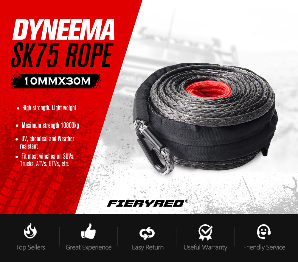 10MM x 30M Synthetic Winch Rope Dyneema SK75 Tow Recovery Cable Offroa –  Coles Best Buys Online Exclusives