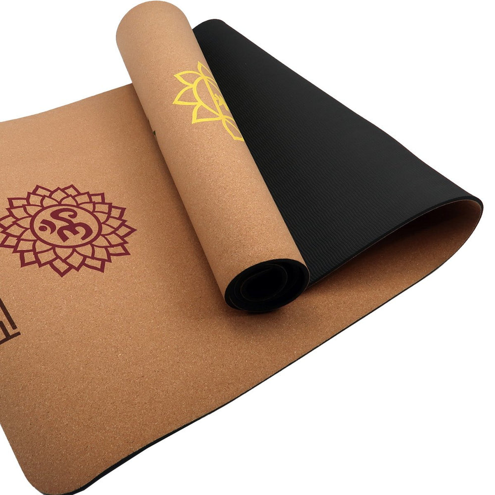 Powertrain Cork Yoga Mat with Carry Straps - Chakras