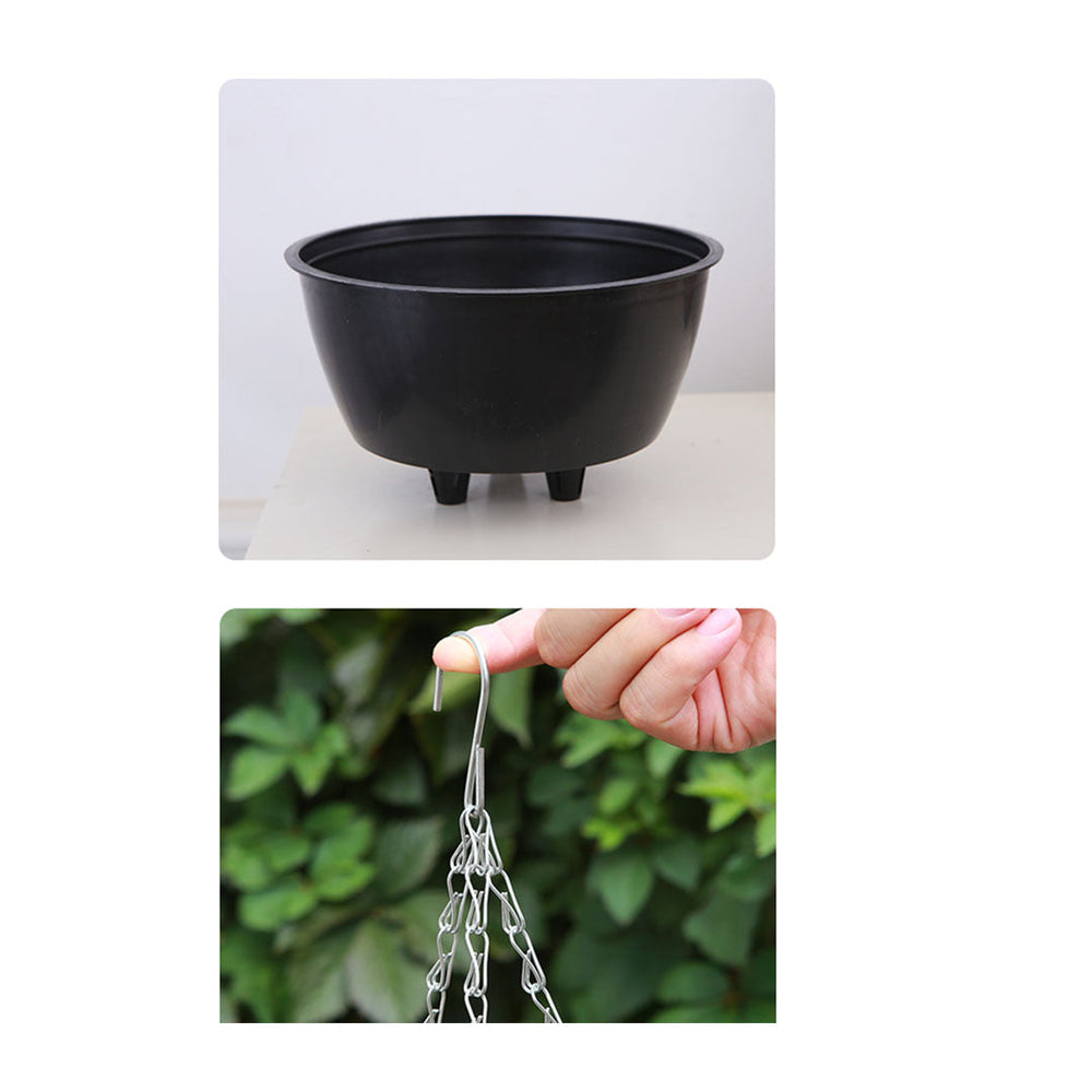 SOGA Coffee Medium Hanging Resin Flower Pot Self Watering Basket Planter Outdoor Garden Decor