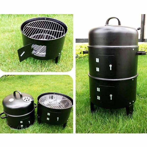 SOGA 3 In 1 Barbecue Smoker Outdoor Charcoal BBQ Grill Camping Picnic Fishing
