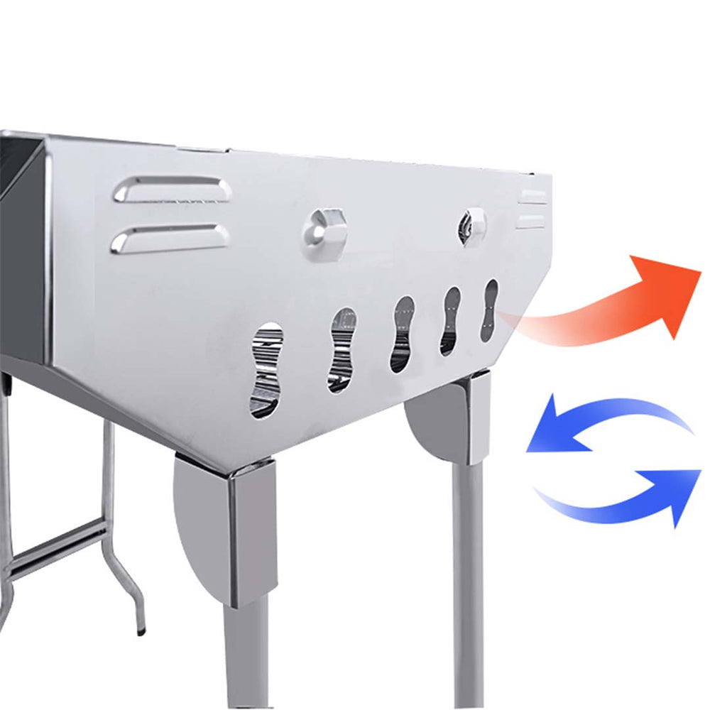 SOGA Skewers Grill Portable Stainless Steel Charcoal BBQ Outdoor 6-8 Persons