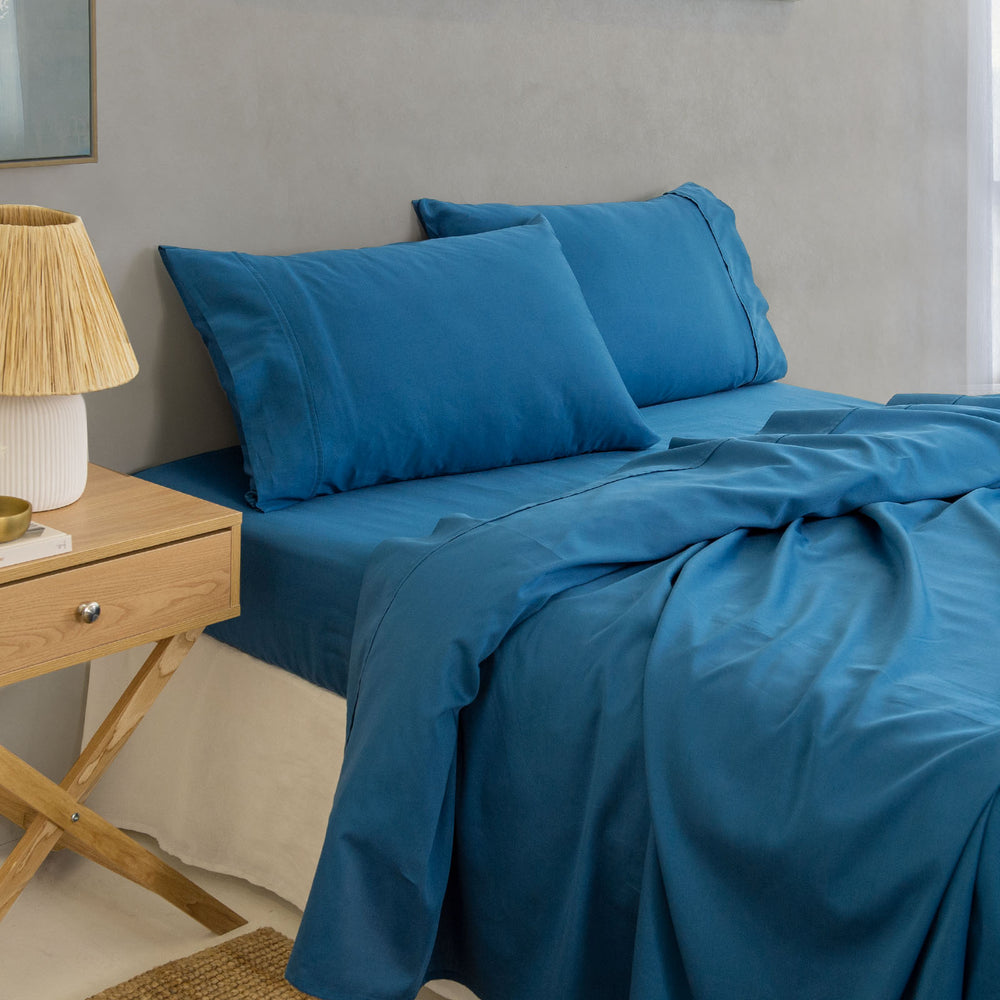 Royal Comfort 1000TC Balmain Hotel Grade Bamboo Cotton Sheets Pillowcases Set Queen Mineral Blue