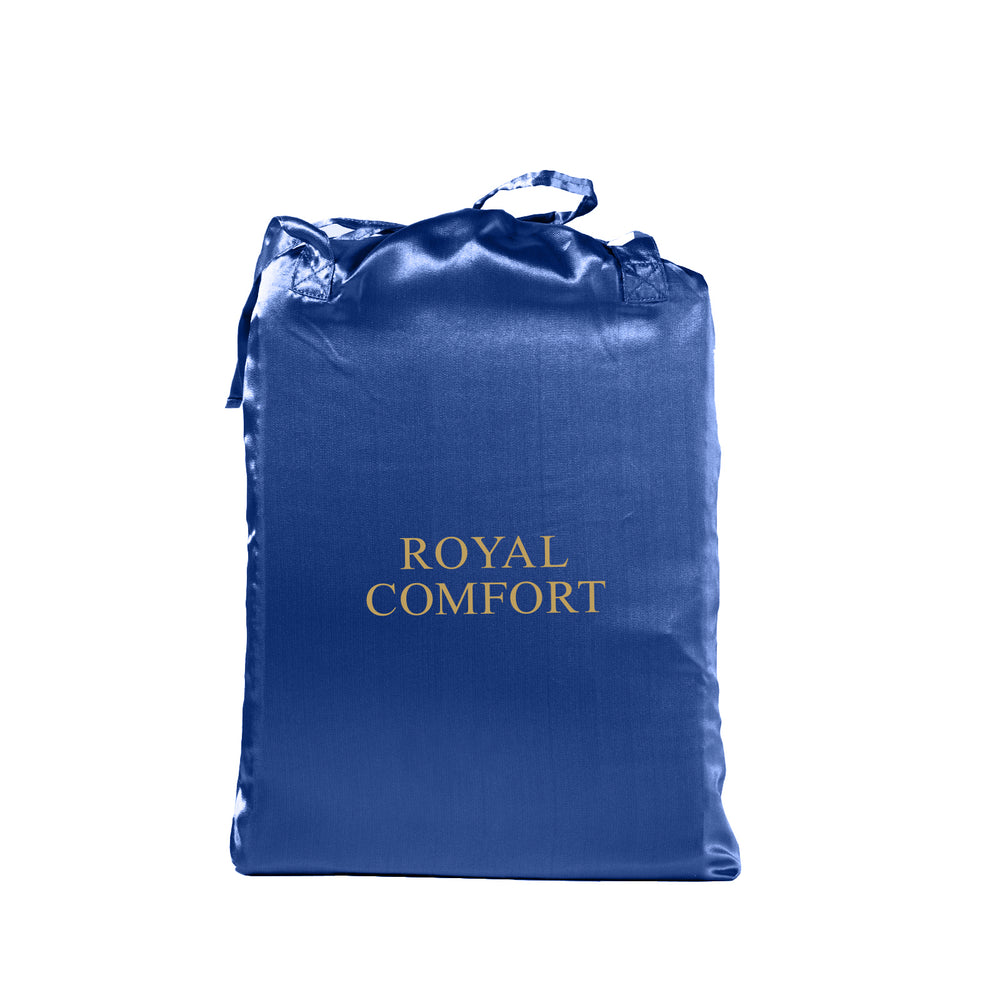 Royal Comfort Satin Sheet Set 3 Piece Fitted Sheet Pillowcase Soft Silky Smooth Queen Navy Blue