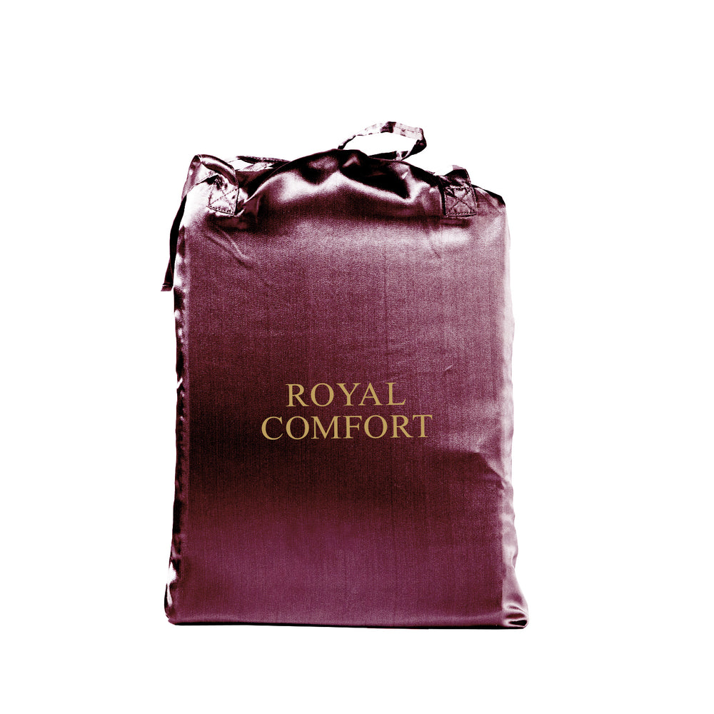 Royal Comfort Satin Sheet Set 4 Piece Fitted Flat Sheet Pillowcases Silky Smooth King Malaga Wine