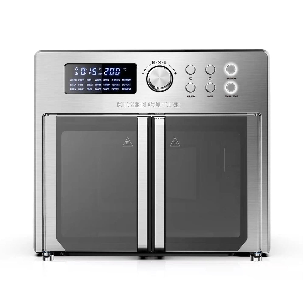 Kitchen Couture 25 Litre Air Fryer Oven French Door Stainless Steel 22 Presets Silver