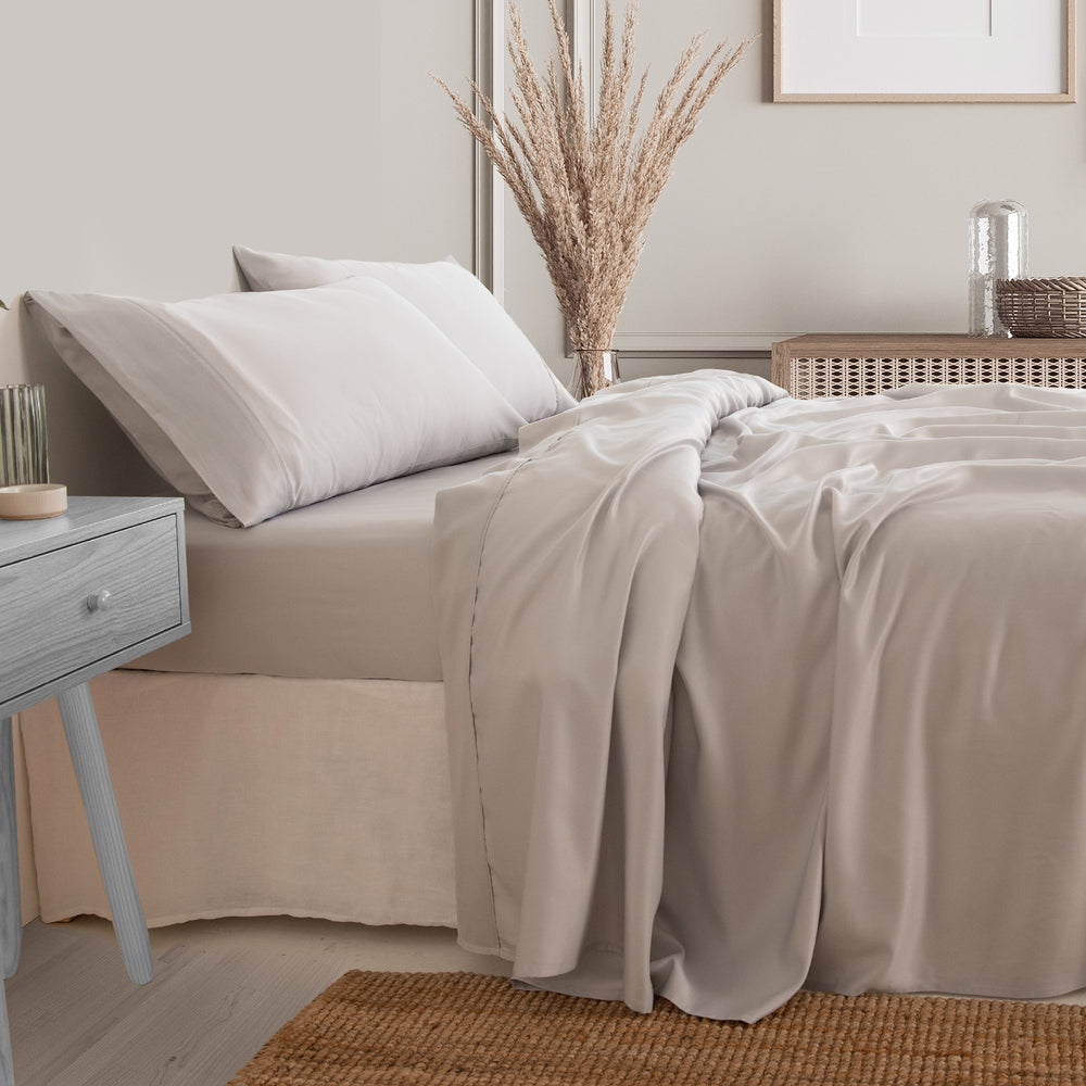 Royal Comfort 3000 Thread Count Bamboo Cooling Sheet Set Ultra Soft Bedding Queen Mid Grey