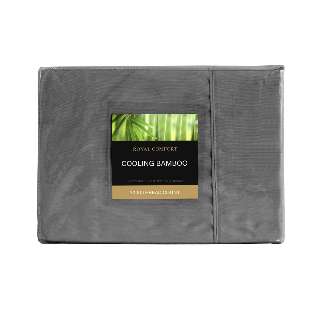 Royal Comfort 3000 Thread Count Bamboo Cooling Sheet Set Ultra Soft Bedding King Charcoal