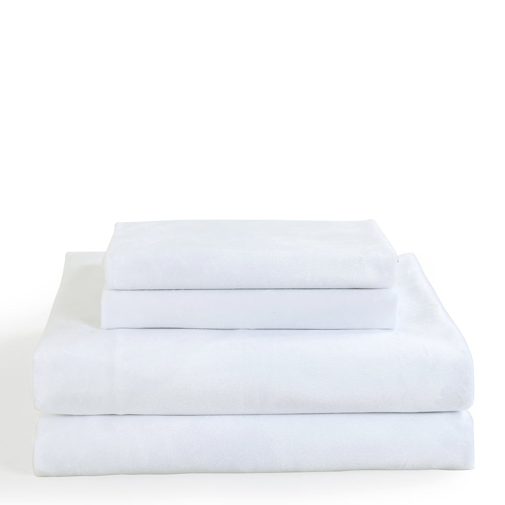 Royal Comfort Velvet Quilt Cover Set Super Soft Luxurious Warmth Bedding Queen White