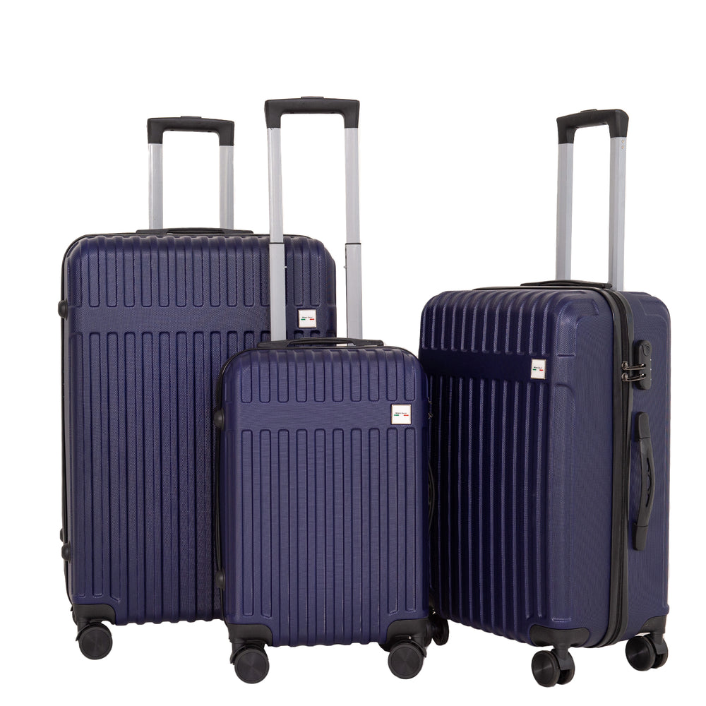 Milano Decor Luggage Set Travel Hard Case 20 inch 24 inch 28 inch Hard Case Durable 3 Piece Blue