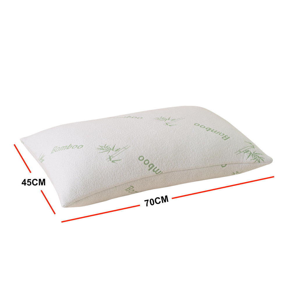 Royal Comfort Bamboo Blend Memory Foam Pillow 45 x 75CM Twin Pack White, Green