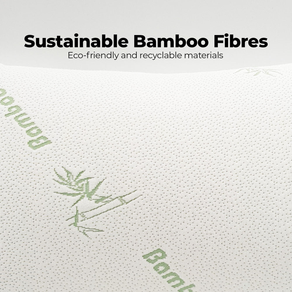 Royal Comfort Bamboo Blend Memory Foam Pillow 45 x 75CM Twin Pack White, Green