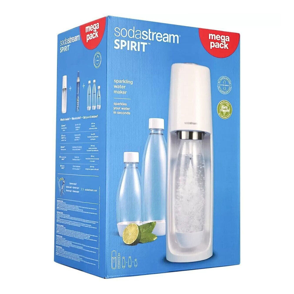 SodaStream Spirit Mega Pack 60L Sparkling Water/Soda Maker White