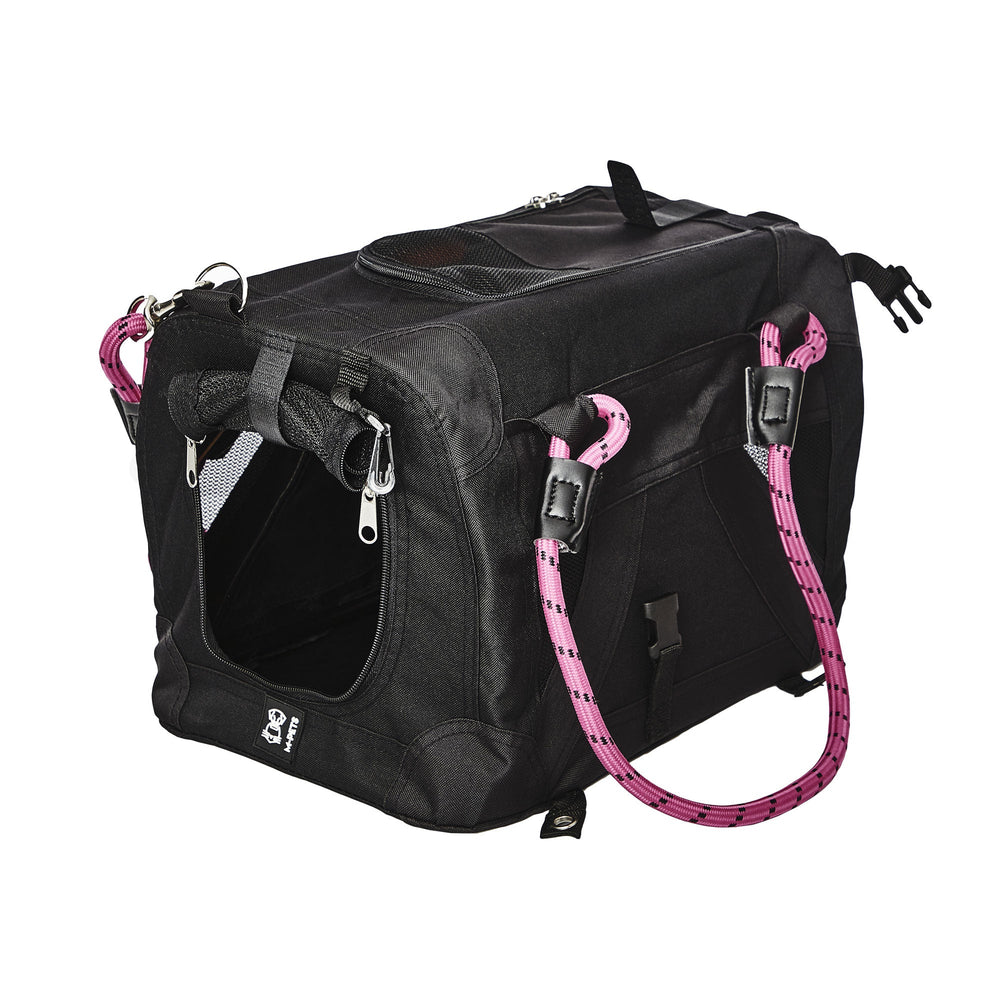 Mi-Pets Remix Travel Carrier 2-In-1 With Leash/Shoulder Belt Black &amp; Pink